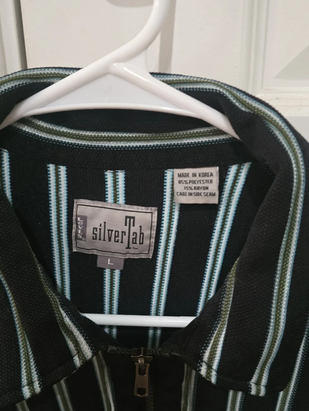Silver Jeans Men's Black Stripe Zip-Front Sweater